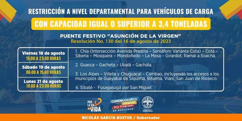Imagen: Vías cundinamarquesas preparadas para puente festivo de la Asunción de María