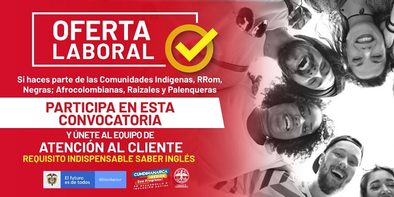 Convocatoria de oferta laboral para comunidades étnicas y sector social LGBTI de Cundinamarca