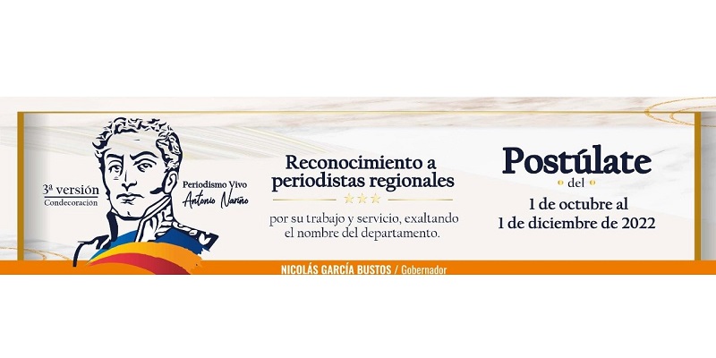 Abiertas postulaciones a la 3ª versión de la condecoración ‘Periodismo vivo Antonio Nariño de Cundinamarca’