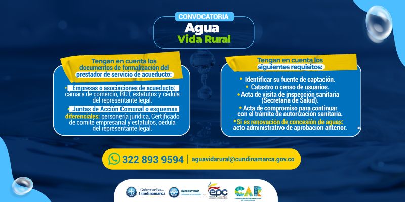 Cundinamarca y la CAR mejorarán la calidad del agua en los acueductos rurales de 98 municipios