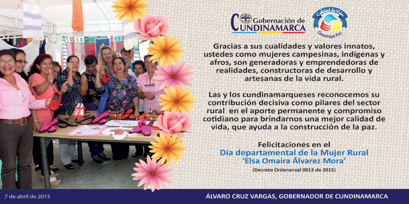 CUNDINAMARCA CELEBRA HOY EL DÍA DE LA MUJER RURAL