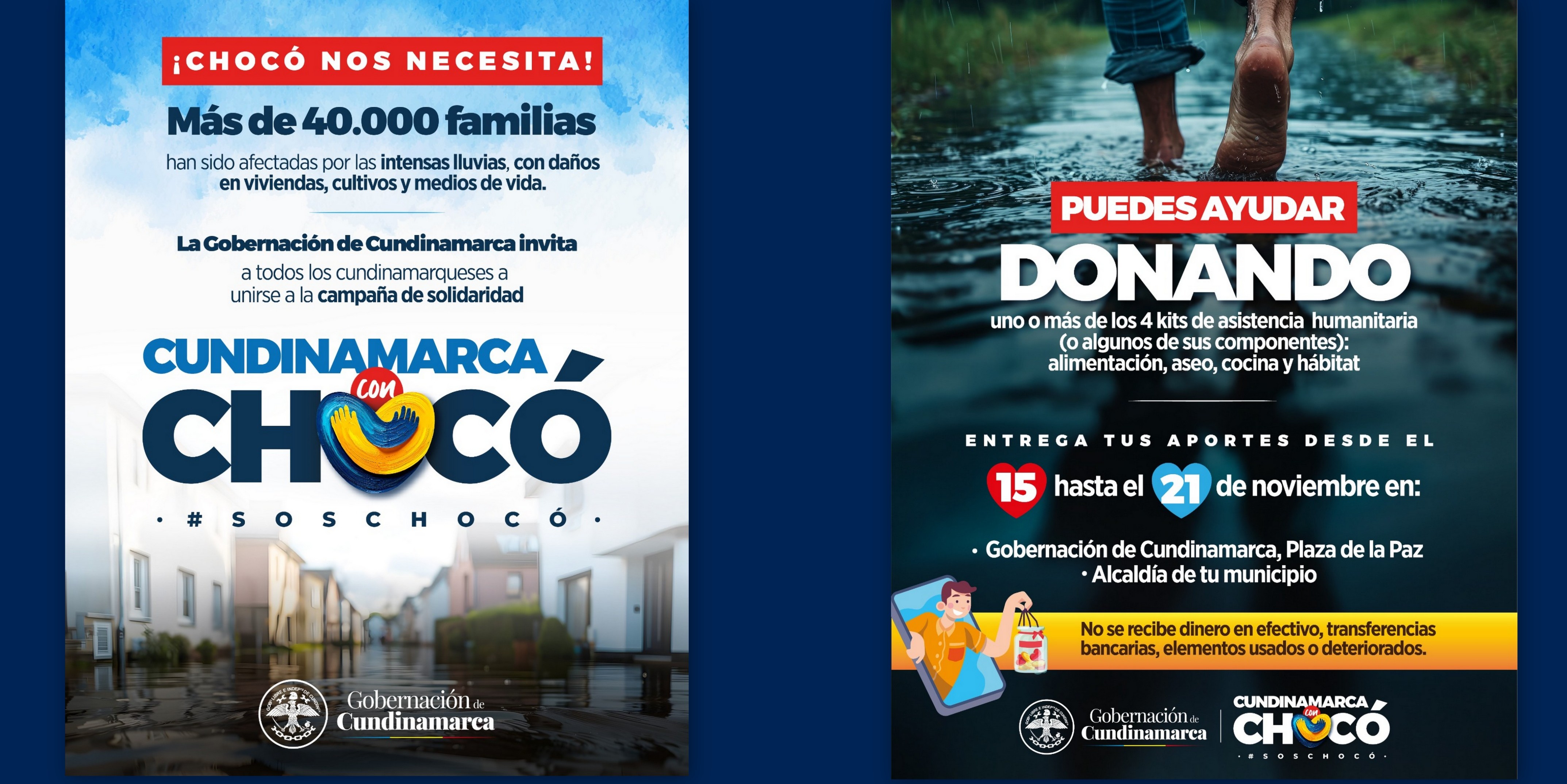 Cundinamarca se une en solidaridad con el Chocó: campaña de recolección de donaciones para familias damnificadas

