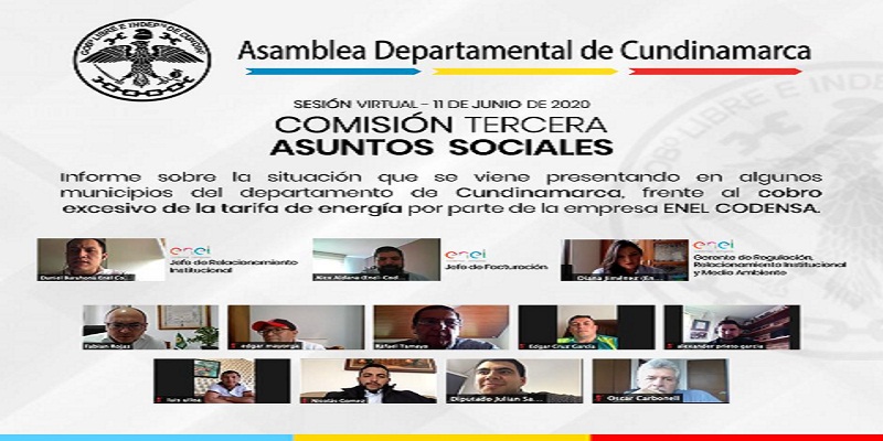 Asamblea Departamental invitó a Enel Codensa para hablar sobre el  cobro excesivo en tarifas

