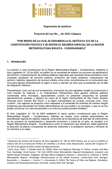 Exposición de motivos - Región Metropolitana