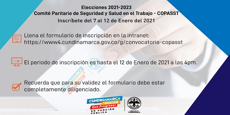 Se abren las postulaciones al Comité Paritario de Seguridad y Salud en el Trabajo 2021 – 2023