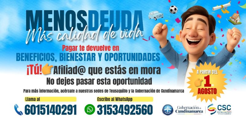 Corporación Social de Cundinamarca lanza alivios económicos para más de 2.000 afiliados en mora