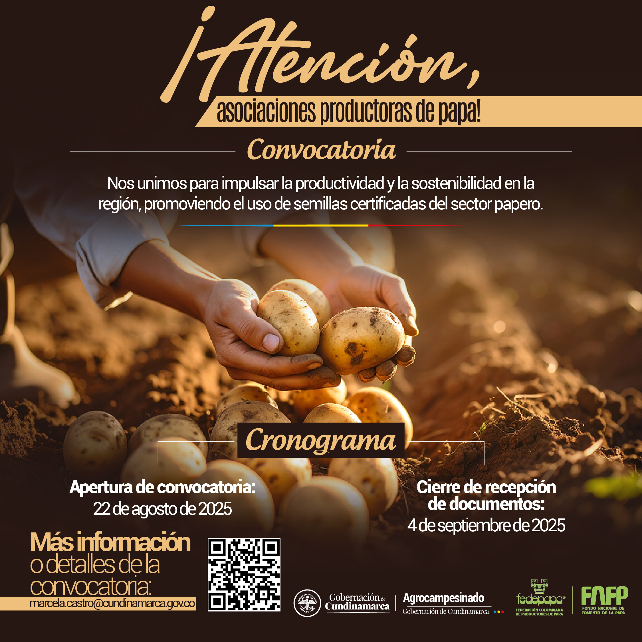 CONVOCATORIA PÚBLICA PARA MANIFESTAR EL INTERÉS EN PARTICIPAR EN EL PROGRAMA DIRIGIDO A ASOCIACIONES DE PRODUCTORES DE PAPA.