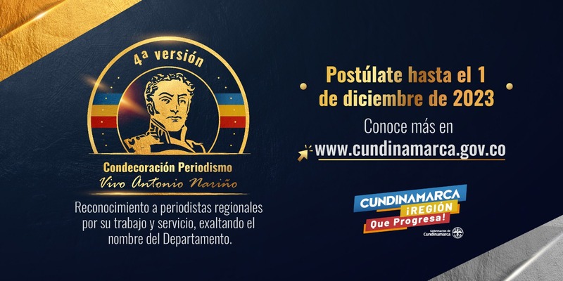 Abiertas postulaciones a la 4ª versión de la condecoración ‘Periodismo vivo Antonio Nariño de Cundinamarca’