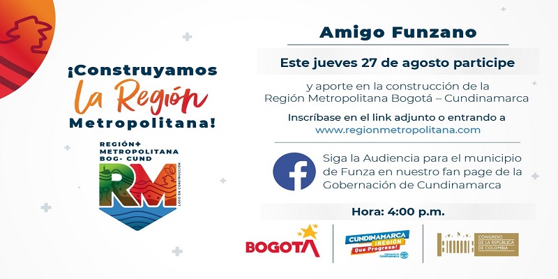 Este jueves, la ciudadanía de Funza presentarán sus propuestas para reglamentar la Región Metropolitana