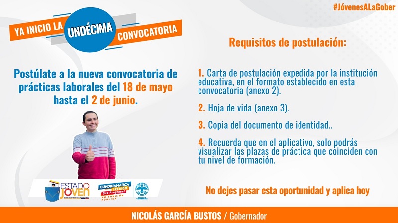 Este viernes se cierra la convocatoria del programa de prácticas laborales en la Gobernación