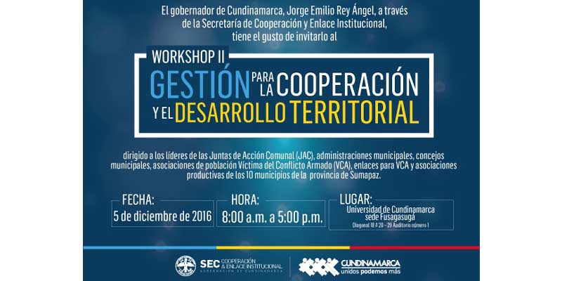 Workshop: Gestión para la cooperación y el desarrollo territorial llega a Fusagasugá