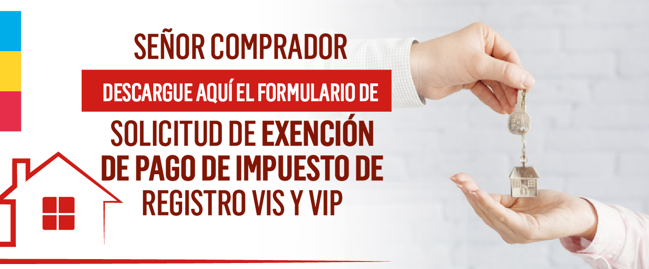 Banner solicitud de Exención de Pago de Impuesto de Registro