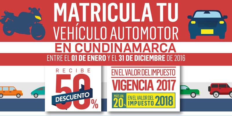 Matricular su vehículo nuevo en Cundinamarca sí paga






