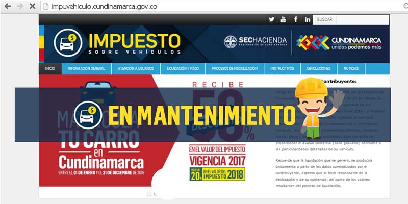 El portal impuvehiculo.cundinamarca.gov.co estará fuera de servicio este fin de semana