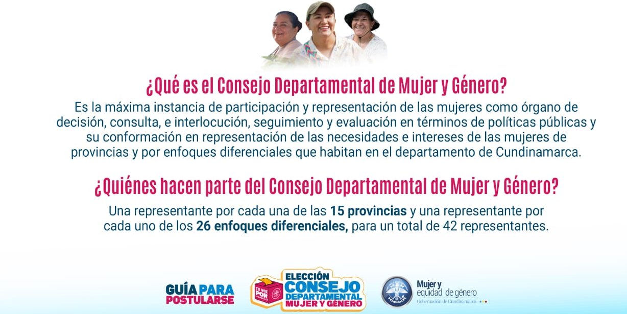 Cundinamarca abre convocatoria para la elección del Consejo Departamental de Mujer y Género