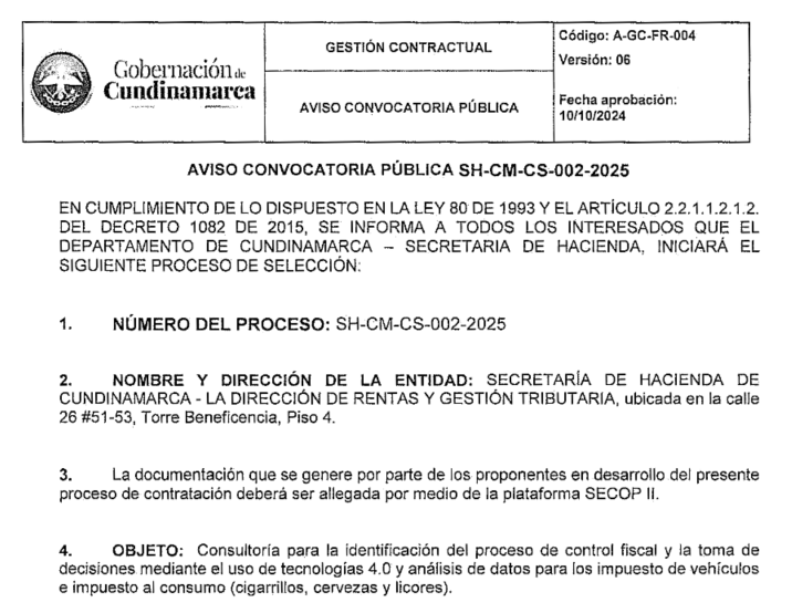 AVISO CONVOCATORIA PUBLICA SH-CM-CS-002-2025