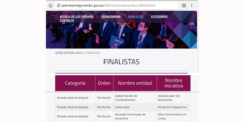 Gobernación de Cundinamarca finalista en los Premios de Gobierno Digital Índigo 




