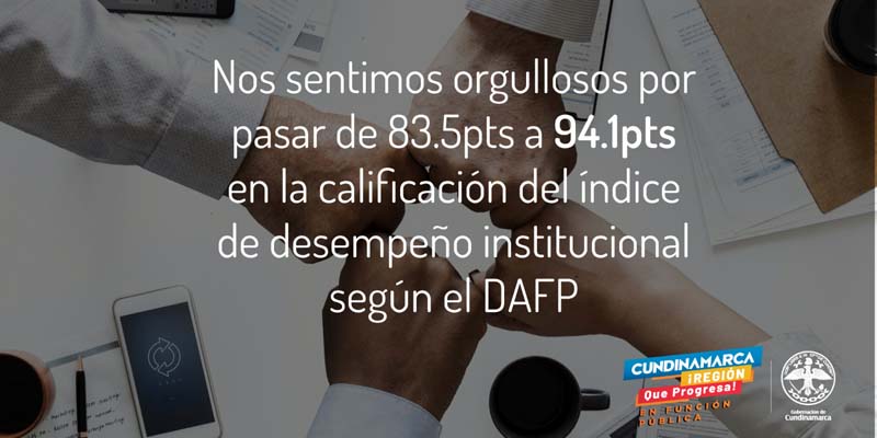 Cundinamarca ocupa el tercer puesto en Desempeño Institucional