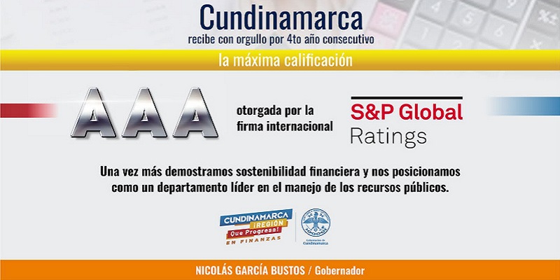 Cundinamarca ratifica su calificación AAA por el buen manejo de sus finanzas públicas




