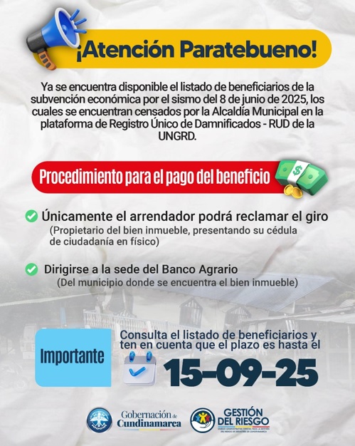 BENEFICIARIOS SUBVENCIÓN ECONÓMICA PARATEBUENO – 2025
