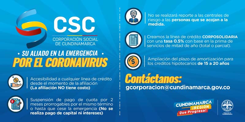 No salga de casa, la Corporación Social de Cundinamarca le ayuda a tramitar su crédito
 
 




