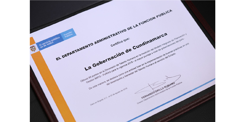 Cundinamarca, primer departamento del país en desempeño institucional territorial