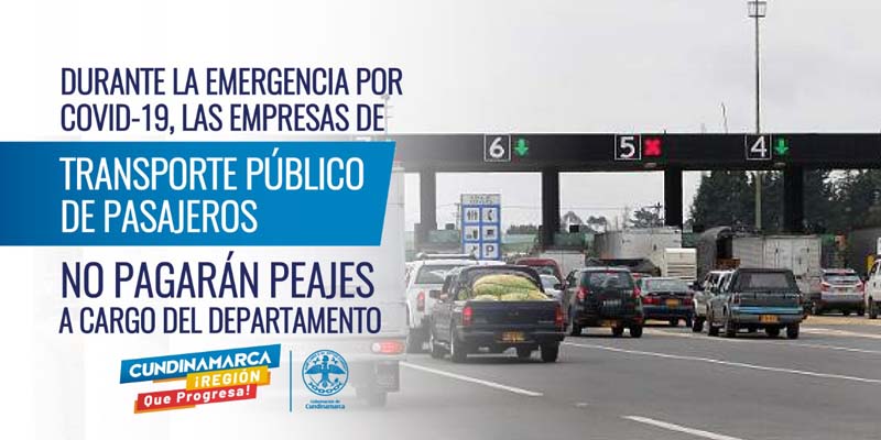 Transporte público de pasajeros exento de pago en peajes cundinamarqueses



