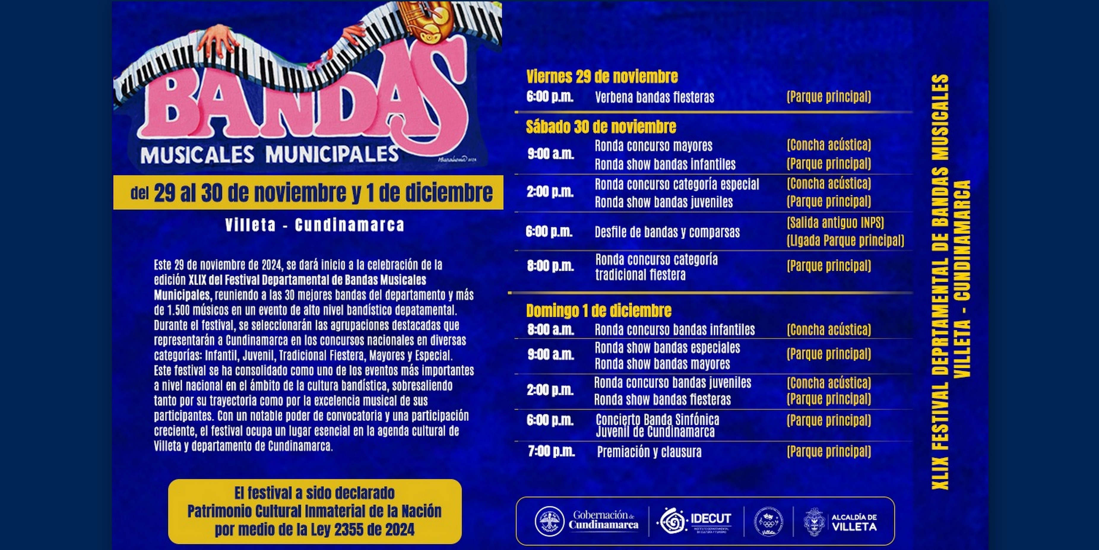 Villeta se prepara para el XLIX Festival de Bandas 