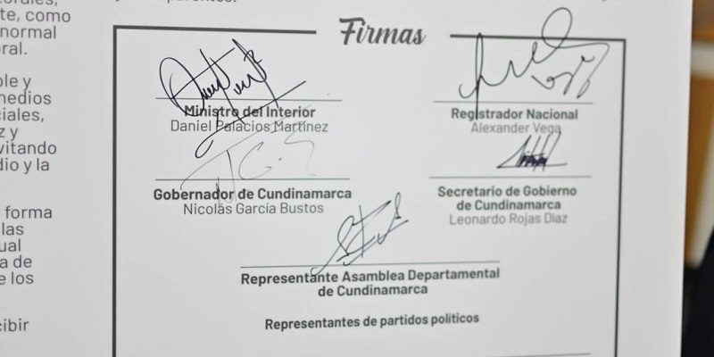 Gobiernos Nacional y Departamental firman pacto por la vida y la democracia en Cundinamarca

