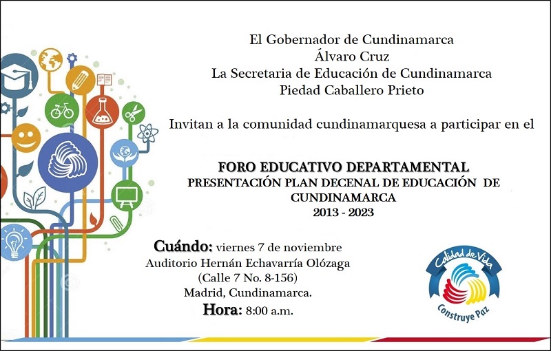 CUNDINAMARCA TIENE LISTO EL DOCUMENTO FINAL DEL PLAN DECENAL DE EDUCACIÓN 2013-2023