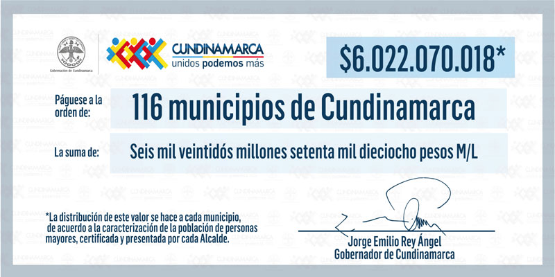 Cundinamarca transferirá más de 6.000 millones de pesos para la atención integral de su población mayor en los municipios
