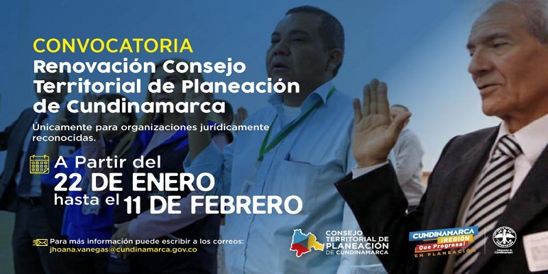 Abierta convocatoria para conformar el Consejo Territorial de Planeación de Cundinamarca - CTPC






