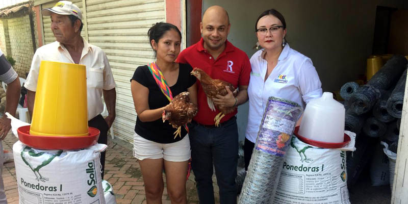 Apoyo a 70 familias de Ricaurte con insumos y gallinas ponedoras